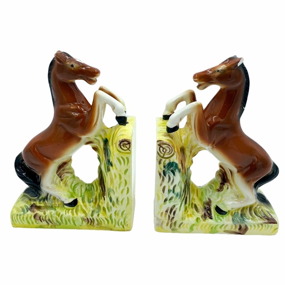 Vintage Other - Vintage | Ceramic Horse Figurine Bookends